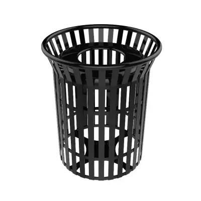 MyTCoat 32 Gallon Ribbed Steel Funnel-Top Trash Receptacle
