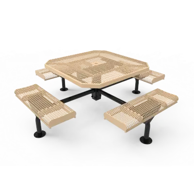 MyTCoat Expanded Metal Deluxe Frame Octagon Table with Rolled Edge Seats