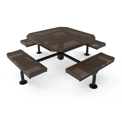 MyTCoat Honeycomb Steel Deluxe Frame Octagon Table with Rolled Edge Seats