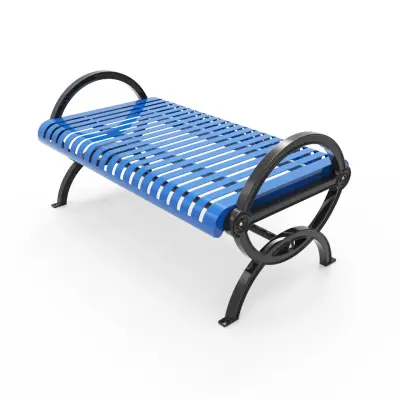 Uptown - Gateway Vertical Planking Steel Slatted Bench without Back