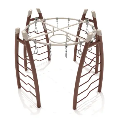 Freestanding Curved Post Overhead Swinging Ring Ladder