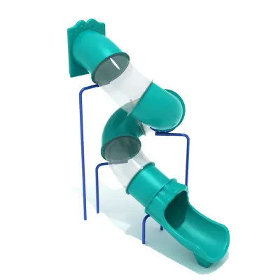 11-feet Deck Height Spiral Tube Slide - Slide and Supports Only
