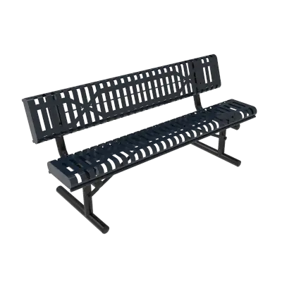 MyTCoat Ribbed Steel Rolled Edge Bench with Back