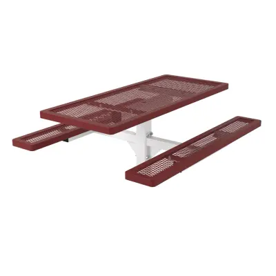 Essentials - Regal Rectangular Single Pedestal Frame Picnic Table with Attached Seating