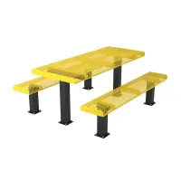 Essentials - Rolled Rectangular Pedestal Frame Picnic Table with Detached Seating