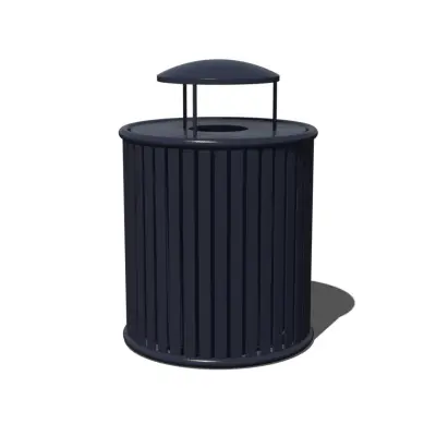 Uptown - Zion Trash Receptacle with Liner and Rain Bonnet Flat Top Lid