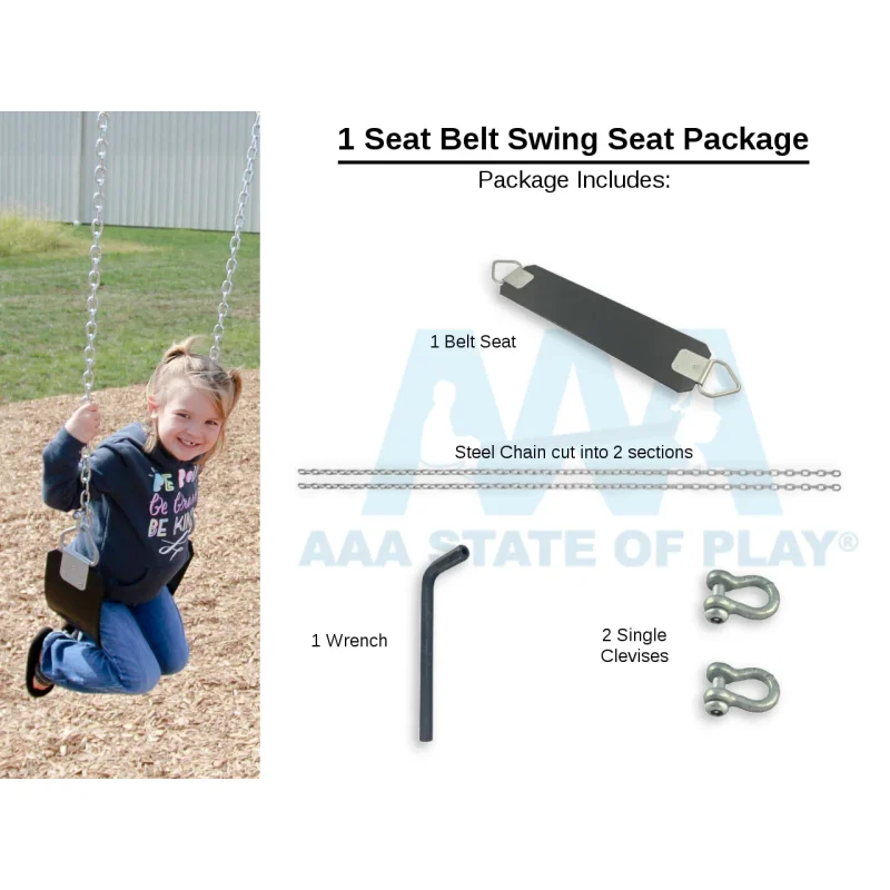 1 Seat Belt Swing Seat Package (includes Belt Seat, Chain, Connectors, Tool - 4 Top Rail Heights)