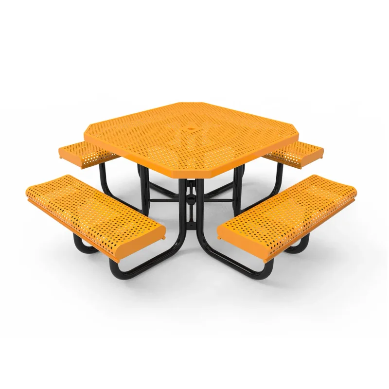MyTCoat Honeycomb Steel Portable Frame Octagon Table with Rolled Edge Seats