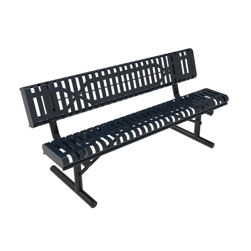 MyTCoat Ribbed Steel Rolled Edge Bench with Back