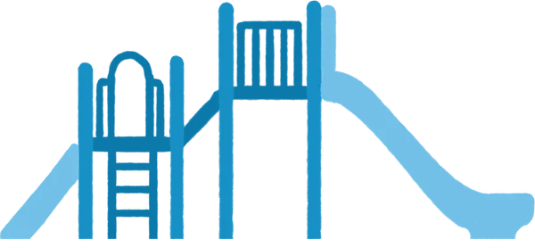 Illustration of a 7-foot-tall play structure with two climbers and a slide
