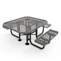 MyTCoat Expanded Metal Portable Frame Octagon Table with Rolled Edge Seats