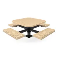 MyTCoat Expanded Metal Single Post Octagon Table with Rolled Edge Seats