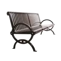 Gateway Vertical Planking Steel Slatted Bench with Back