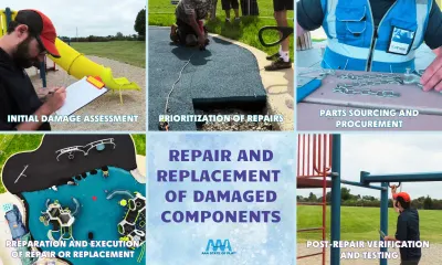 Playground equipment component repair and replacement services
