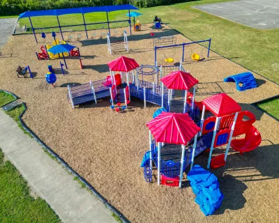 Maintained public playground showing orderly site conditions and surfacing.