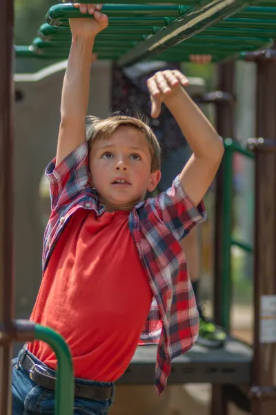 Detail view of playground at White County Fairgrounds in Reynolds, Indiana